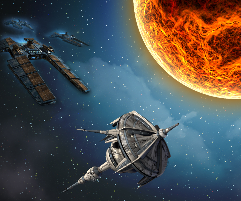Bilder mit Raumschiff, Station und Sonne